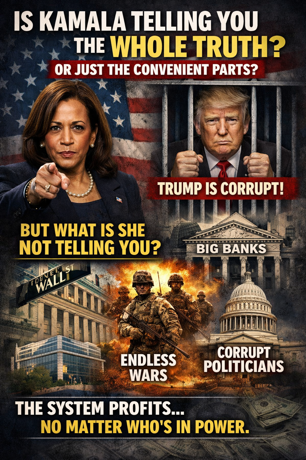 Is Kamala telling you the whole truth or just the convenient parts illustration