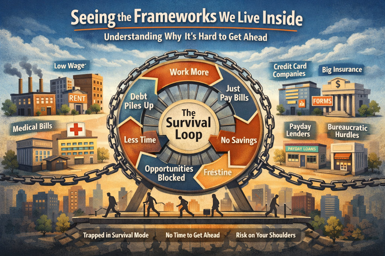People navigating intersecting frameworks