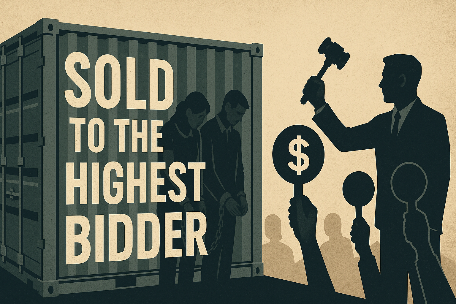 A home stamped with a sold-to-the-highest-bidder sign