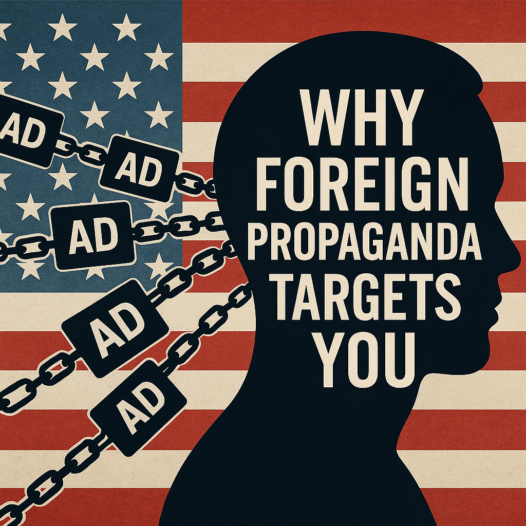Illustration representing foreign propaganda targeting American audiences
